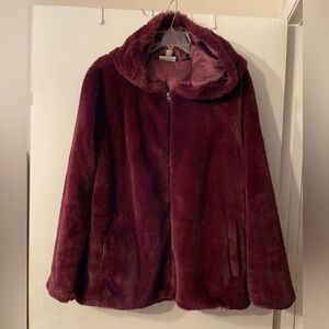 Style Co Faux-Fur Hoodie Jacket Wine Sz L/XL